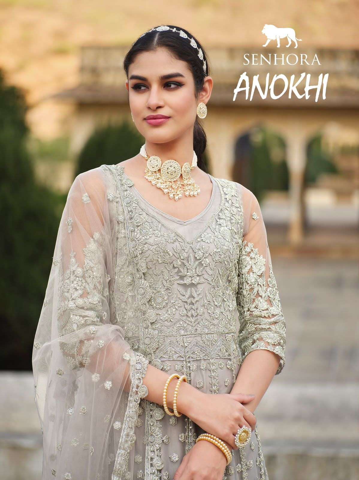 ANOKHI BY SENHORA 2076-A TO 2076-C SERIES BUTERFLY NET HEAVY WORK BRIDAL GOWNS