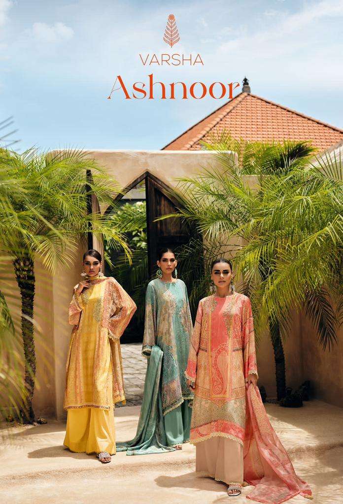 ASHNOOR BY VARSHA 01 TO 06 SERIES VISCOSE MUSLIN PATCH WORK PAKISTANI DRESSES