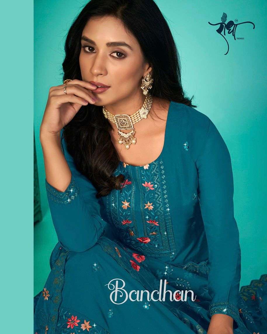 BANDHAN BY RADHA TRENDZ 1091 TO 1096 SERIES ORGANZA WITH HEAVY EMBROIDARY WORK DRESSES