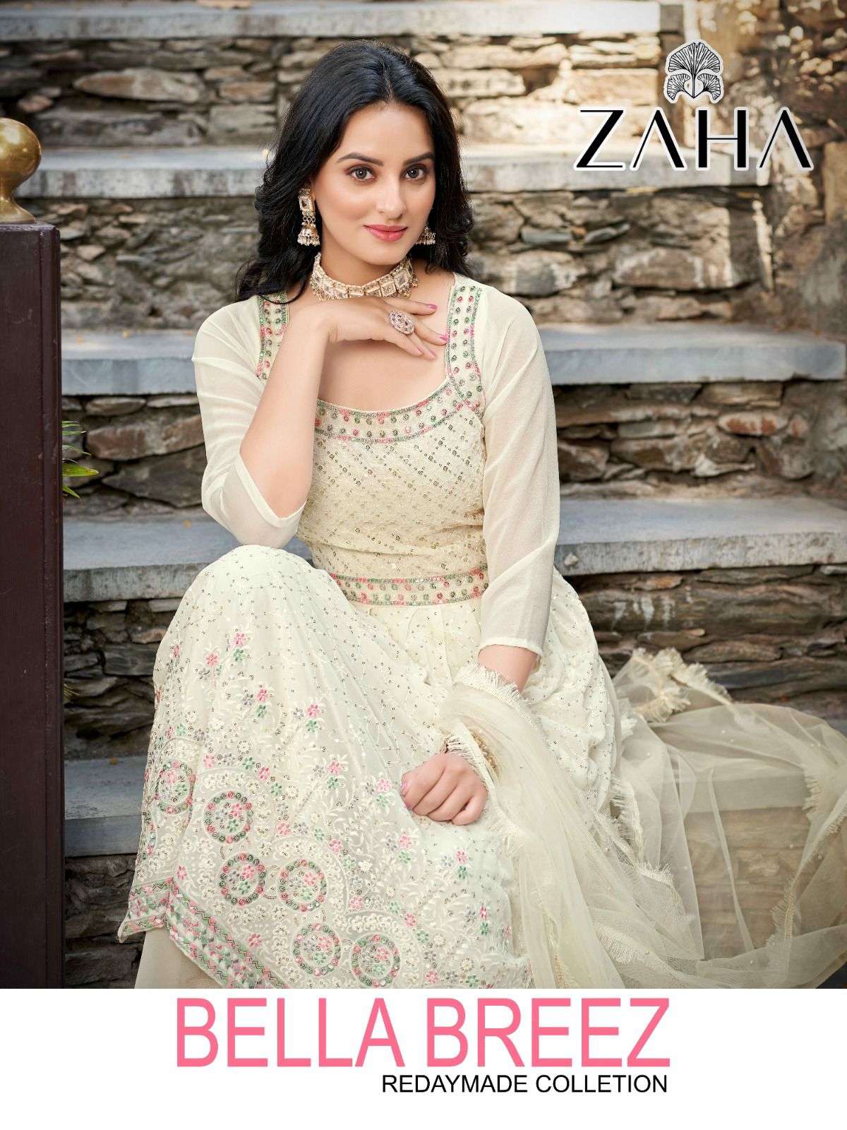 BELLA BREEZE BY ZAHA 1008-A TO 1008-D SERIES GEORGETTE EMBROIDERY NAYRA SUITS