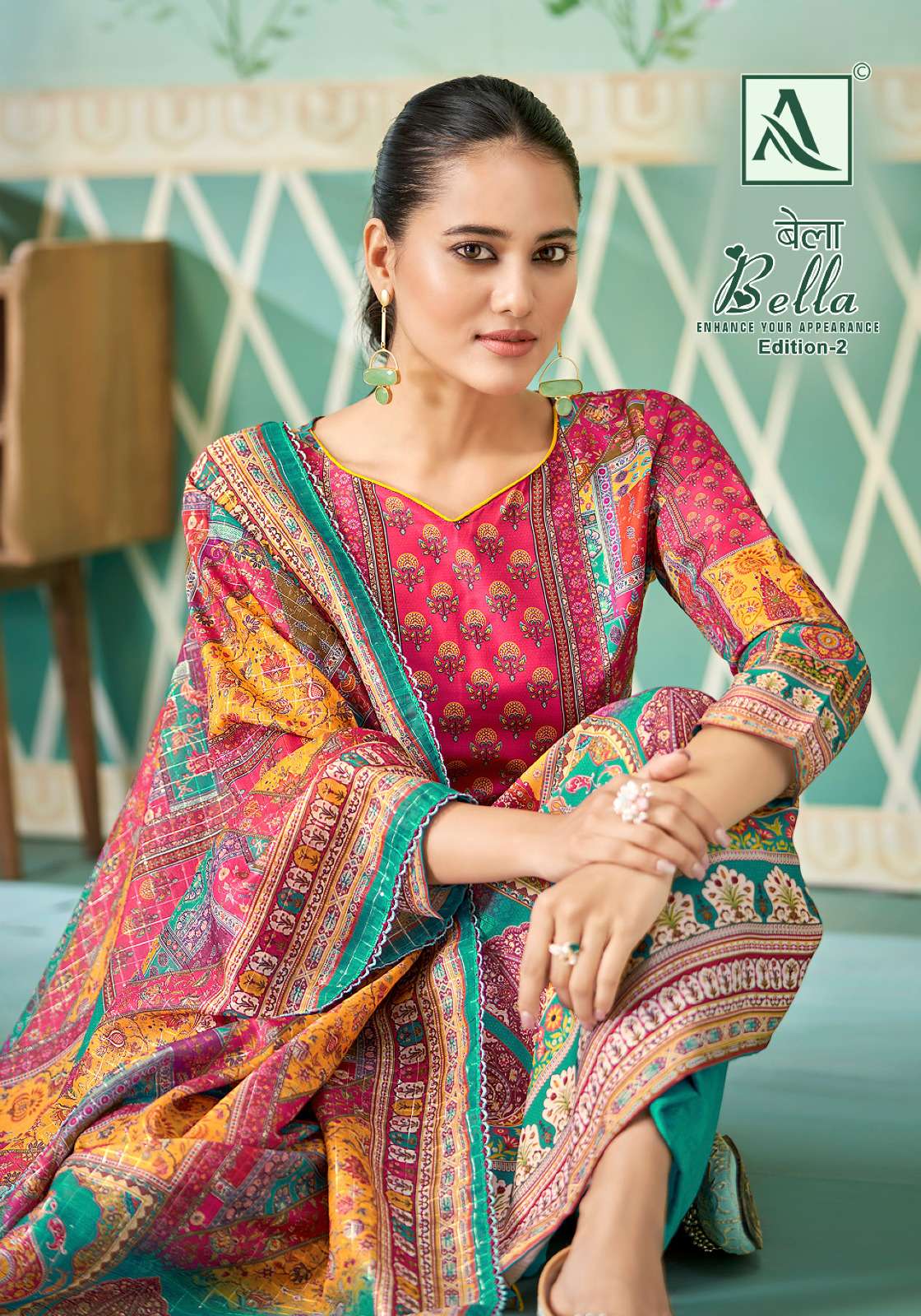 BELLA VOL-2 BY ALOK SUIT 1260-001 TO 1260-006 SERIES PURE MUSLIN DIAMOND WORK DRESSES