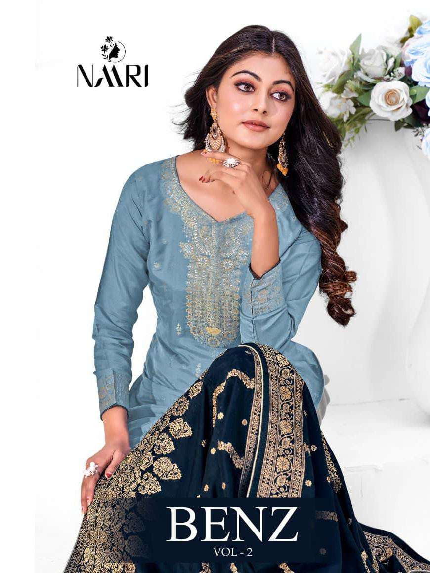 BENZ VOL-2 BY NAARI 8301 TO 8304 SERIES MUSLIN JACQUARD WORK DRESSES