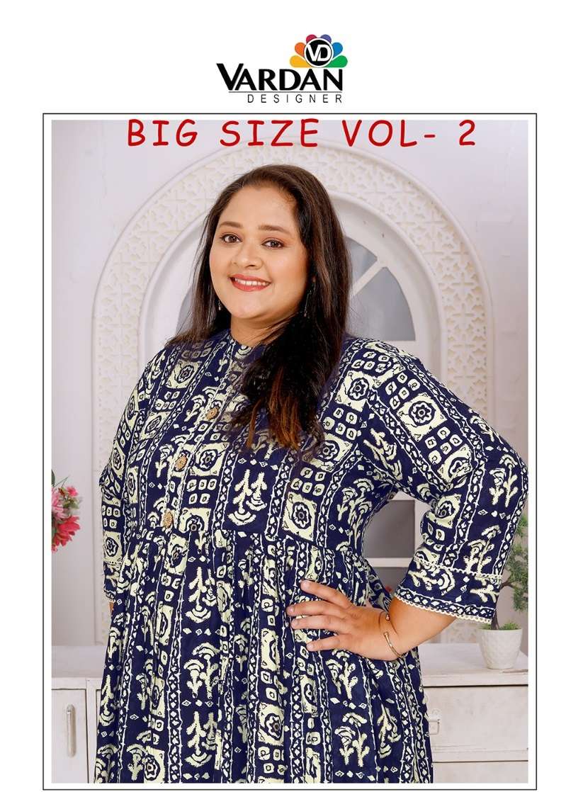 BIG SIZE VOL-2 BY VARDAN DESIGNER 8605 & 8606 SERIES RAYON PRINT LONG KURTIS