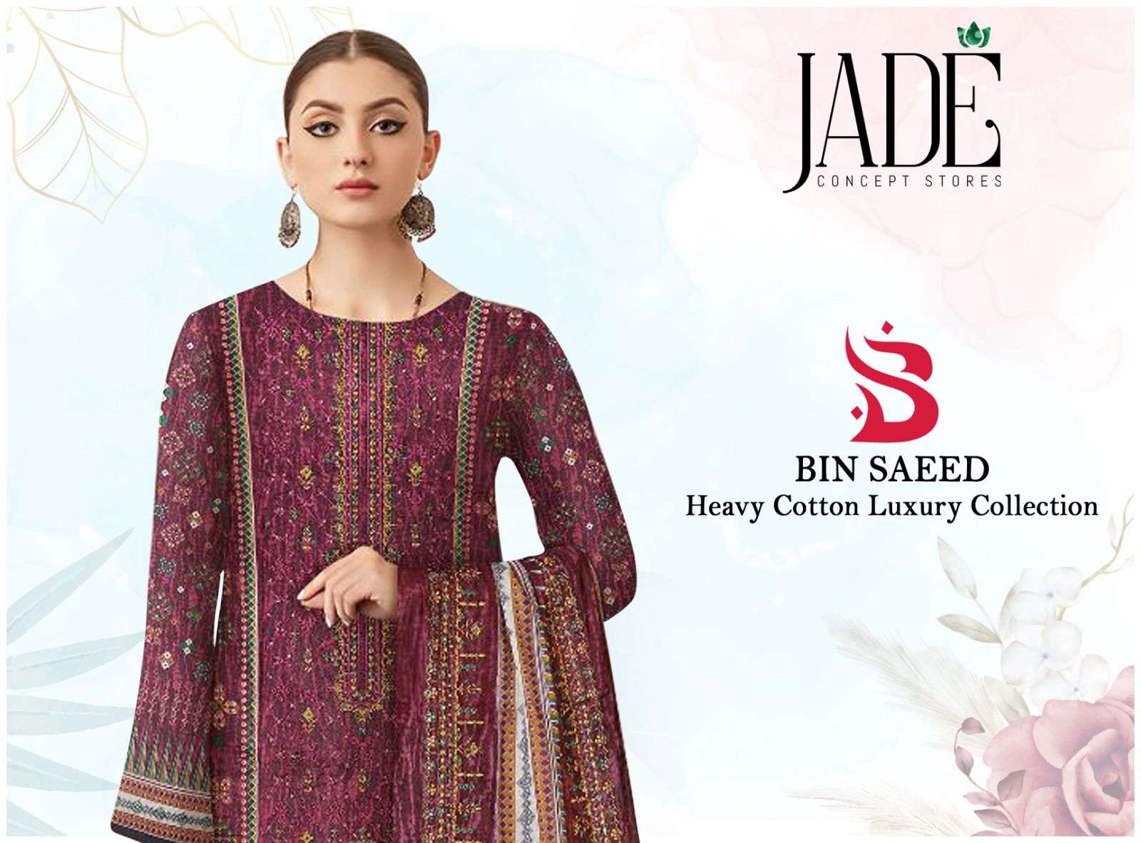 BIN SAEED HEAVY COTTON LUXURY COLLECTION BY JADE 101 TO 106 SERIES LAWN COTTON DRESSES