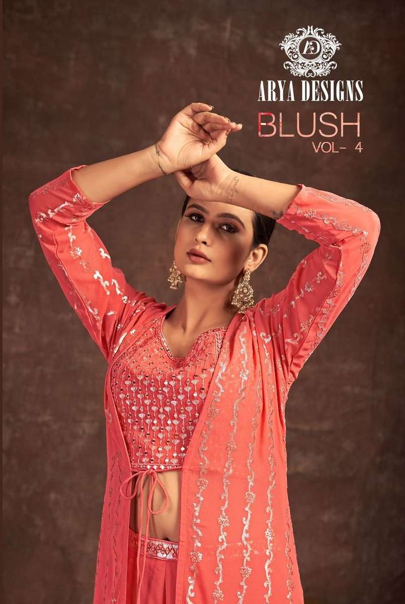 BLUSH VOL-4 BY ARYA DESIGNS 66001 TO 66004 SERIES GEORGETTE SEQUENCE WORK DRESSES