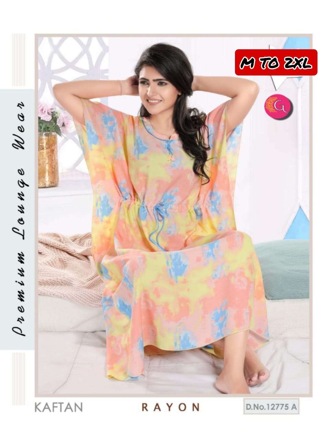 CAPRI SUIT BY AQSAWHOLESALE RAYON PRINT KAFTAN NIGHT SUITS