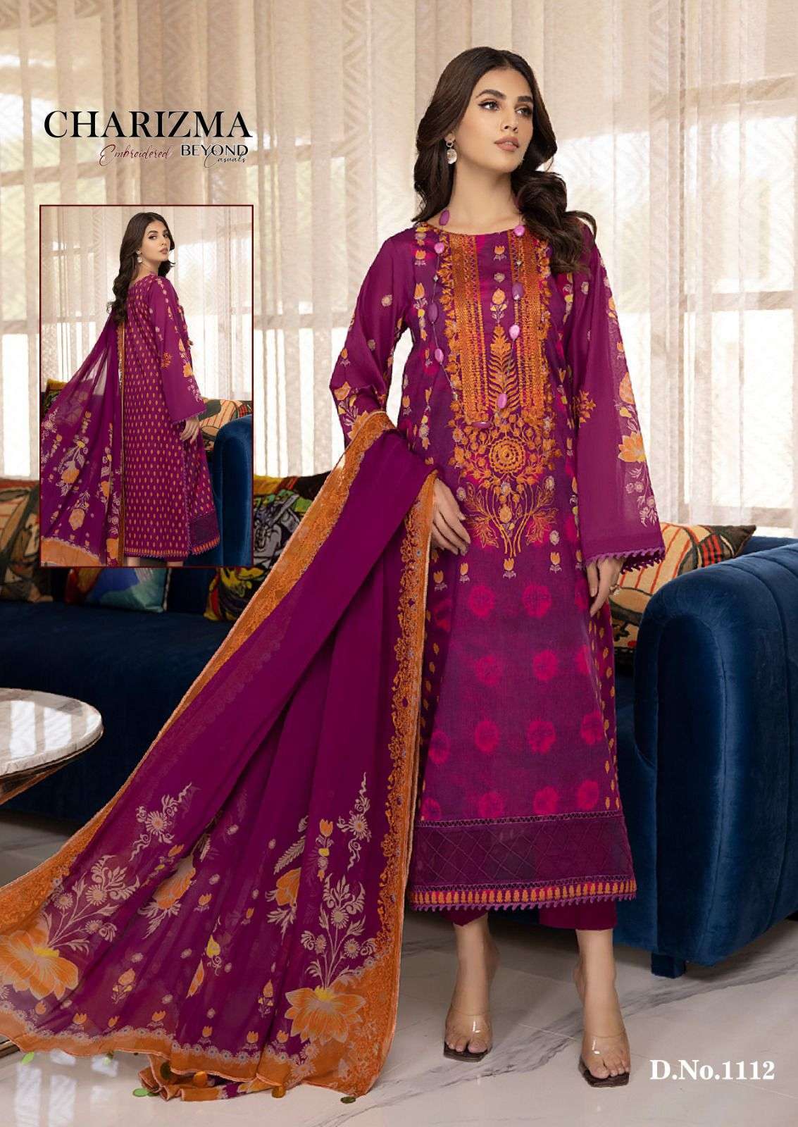 CHARIZMA HIT DESIGN BY AQSWHOLESALE PURE LAWN COTTON PATCH WORK DRESSES