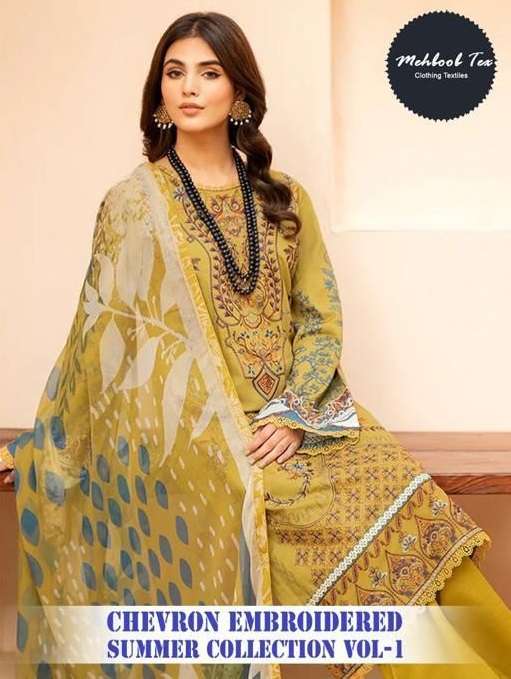 CHEVRON VOL-2 BY MEHBOOB TEX 1080 & 1081 SERIES CAMBRIC COTTON PAKISTANI DRESSES