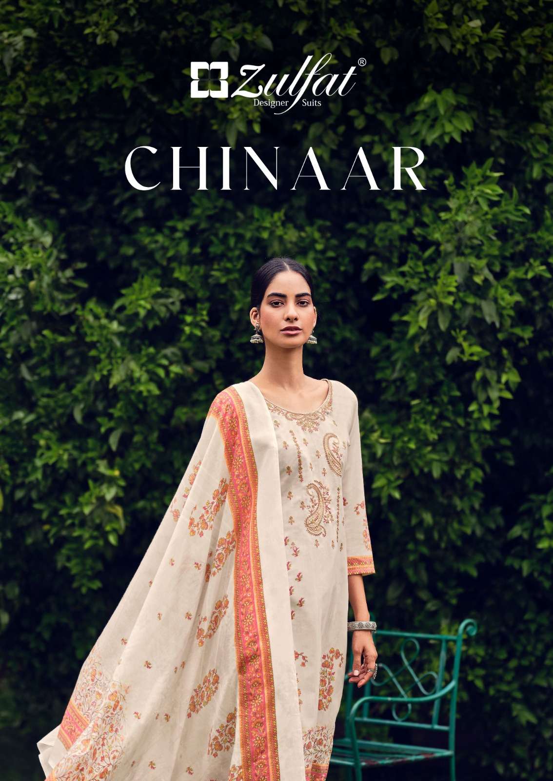 CHINAAR BY ZULFAT 499-001 TO 499-010 SERIES COTTON EMBROIDERY WORK DRESSES