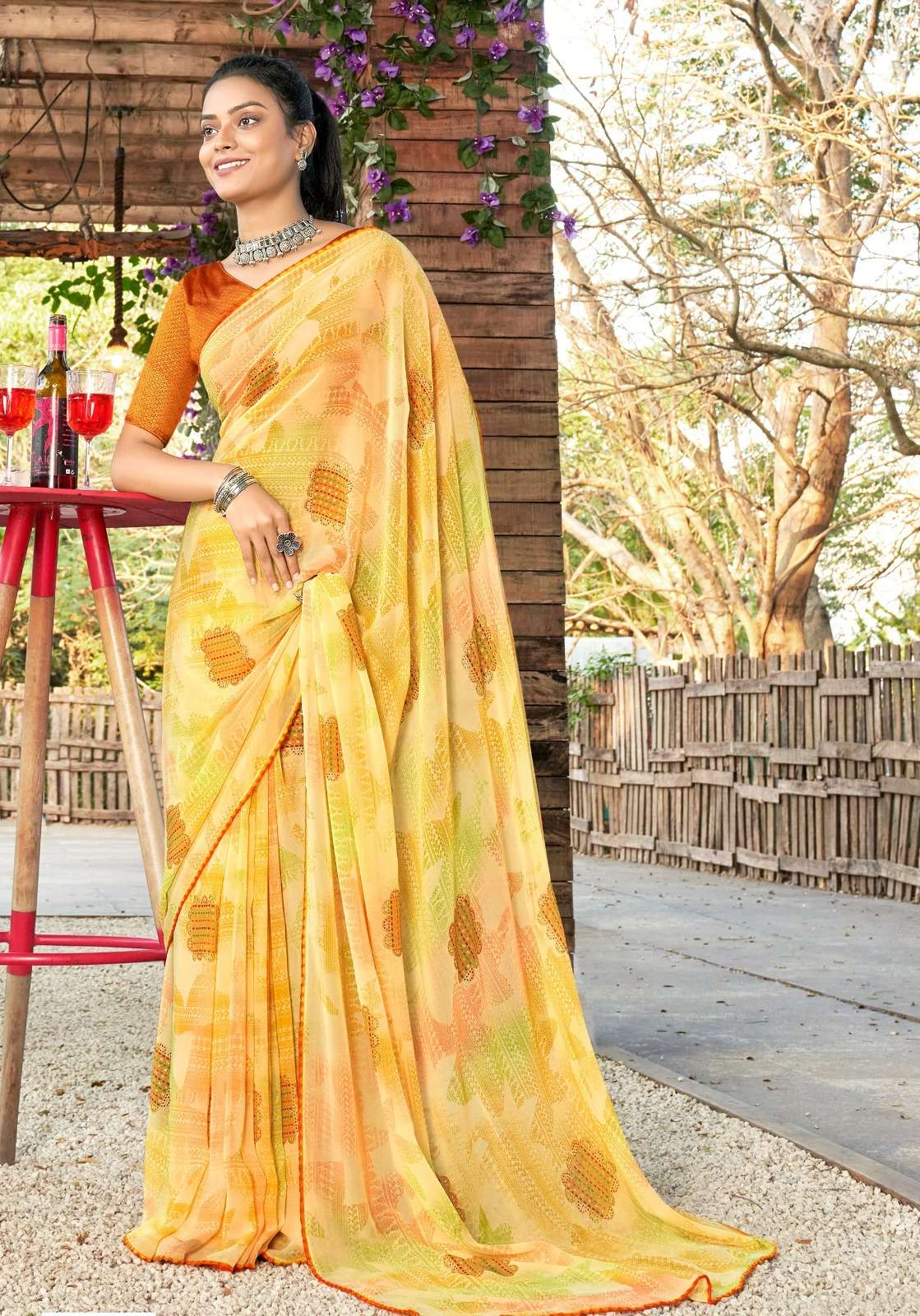 COLOURS BY RIGHT WOMEN DESIGNER GEORGETTE PRINT SAREES