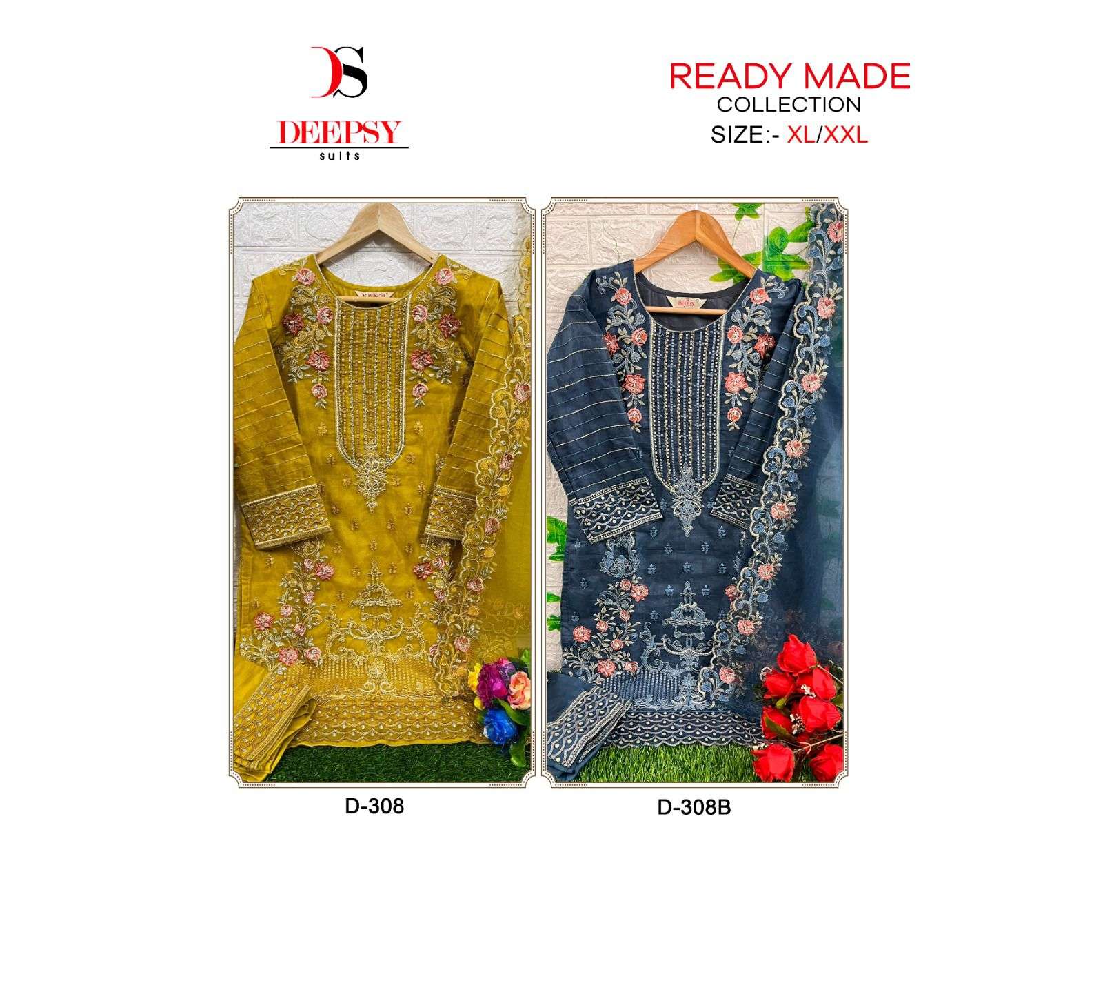 D-308 NX BY DEEPSY SUITS PURE ORGANZA EMBROIDERY PAKISTANI STITCHED DRESSES