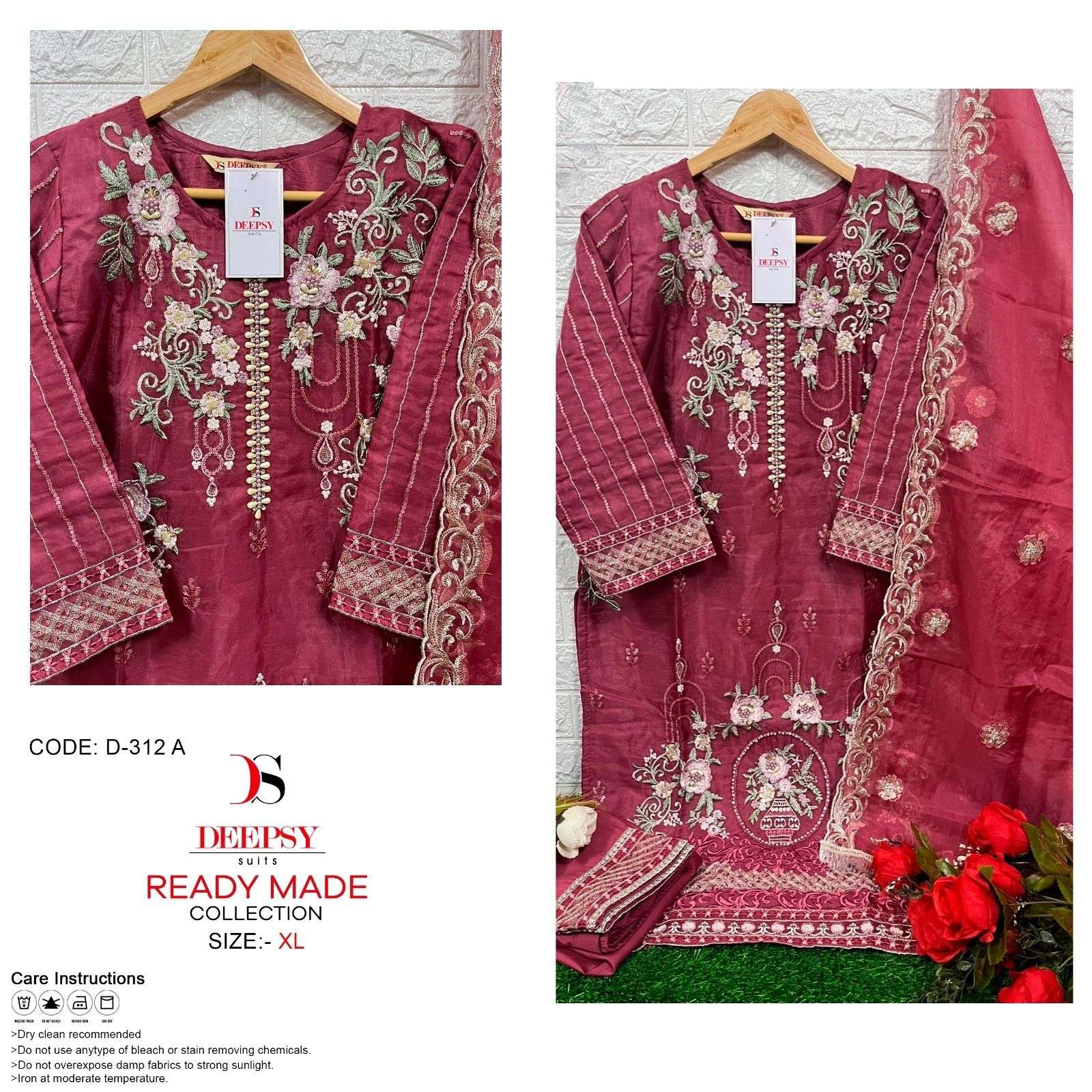 D-312 COLOURS BY DEEPSY SUITS 312-A TO 312-D SERIES ORGANZA EMBROIDERY STITCHED DRESSES