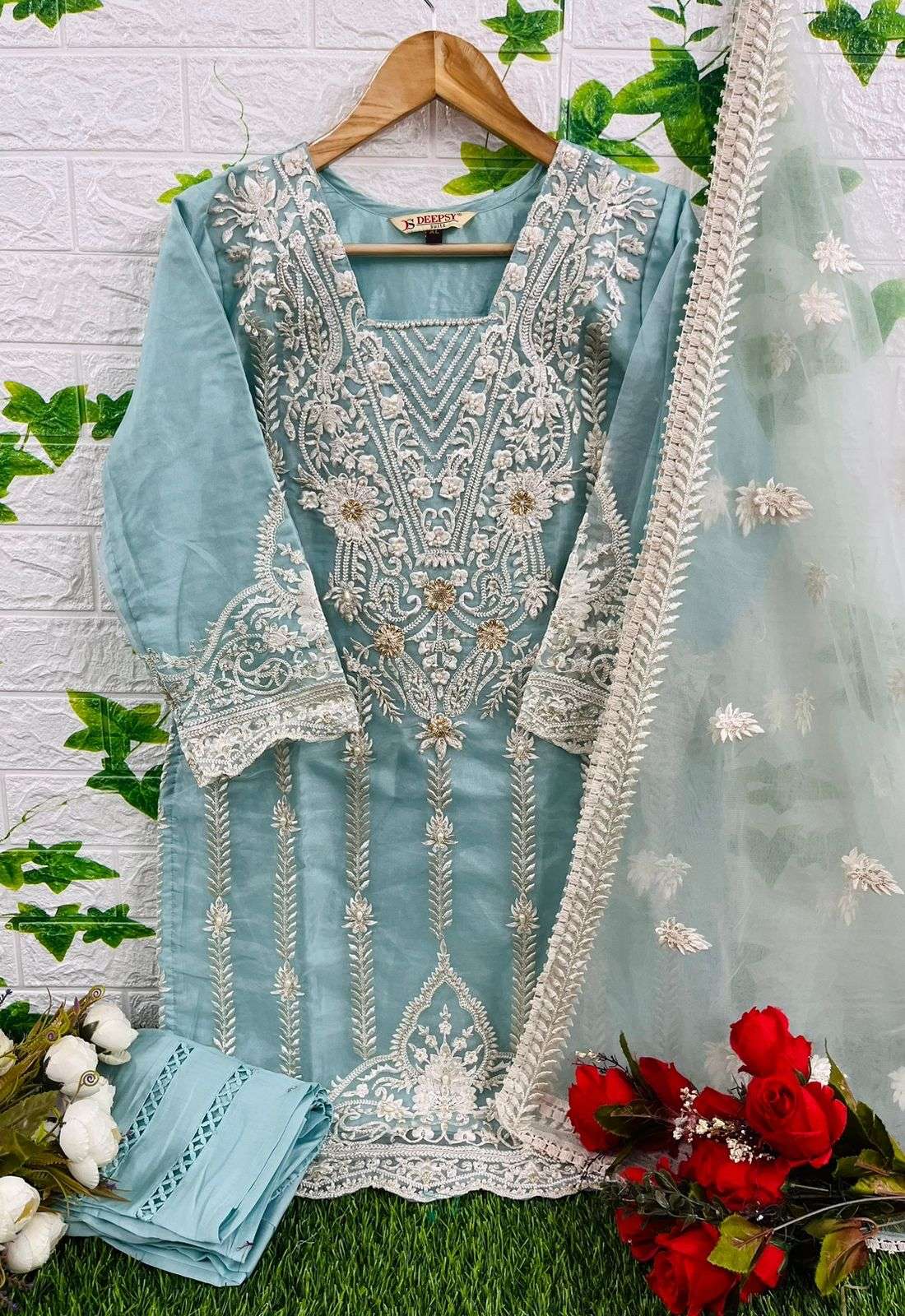 D-314 COLOURS BY DEEPSY SUITS 314-A TO 314-C SERIES ORGANZA EMBROIDERY PAKISTANI STITCHED DRESSES