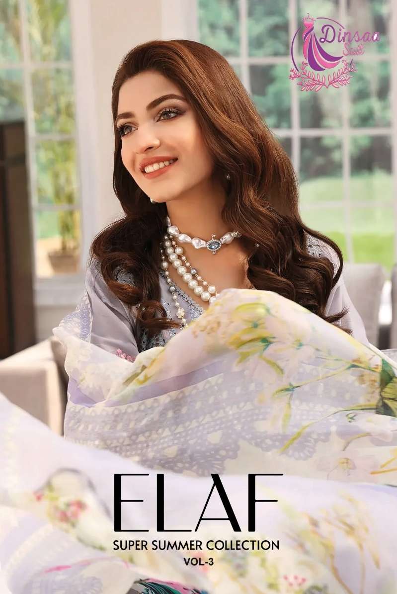 ELAF SUMMER COLLECTION VOL-3 BY DINSAA SUIT 185 TO 189 SERIES COTTON PAKISTANI DRESSES