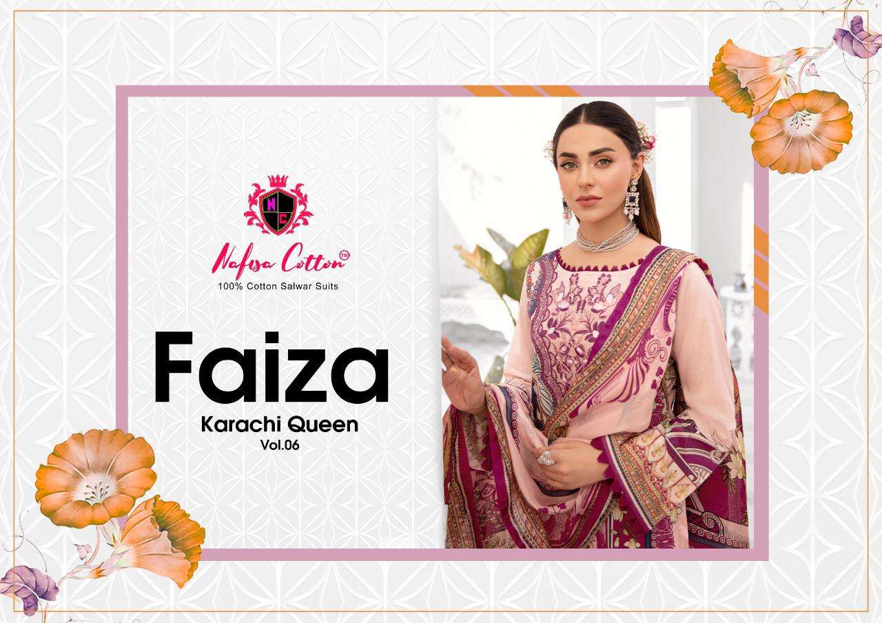 FAIZA KARACHI COTTON VOL-6 BY NAFISA COTTON 6001 TO 6006 SERIES COTTON PRINT DRESSES