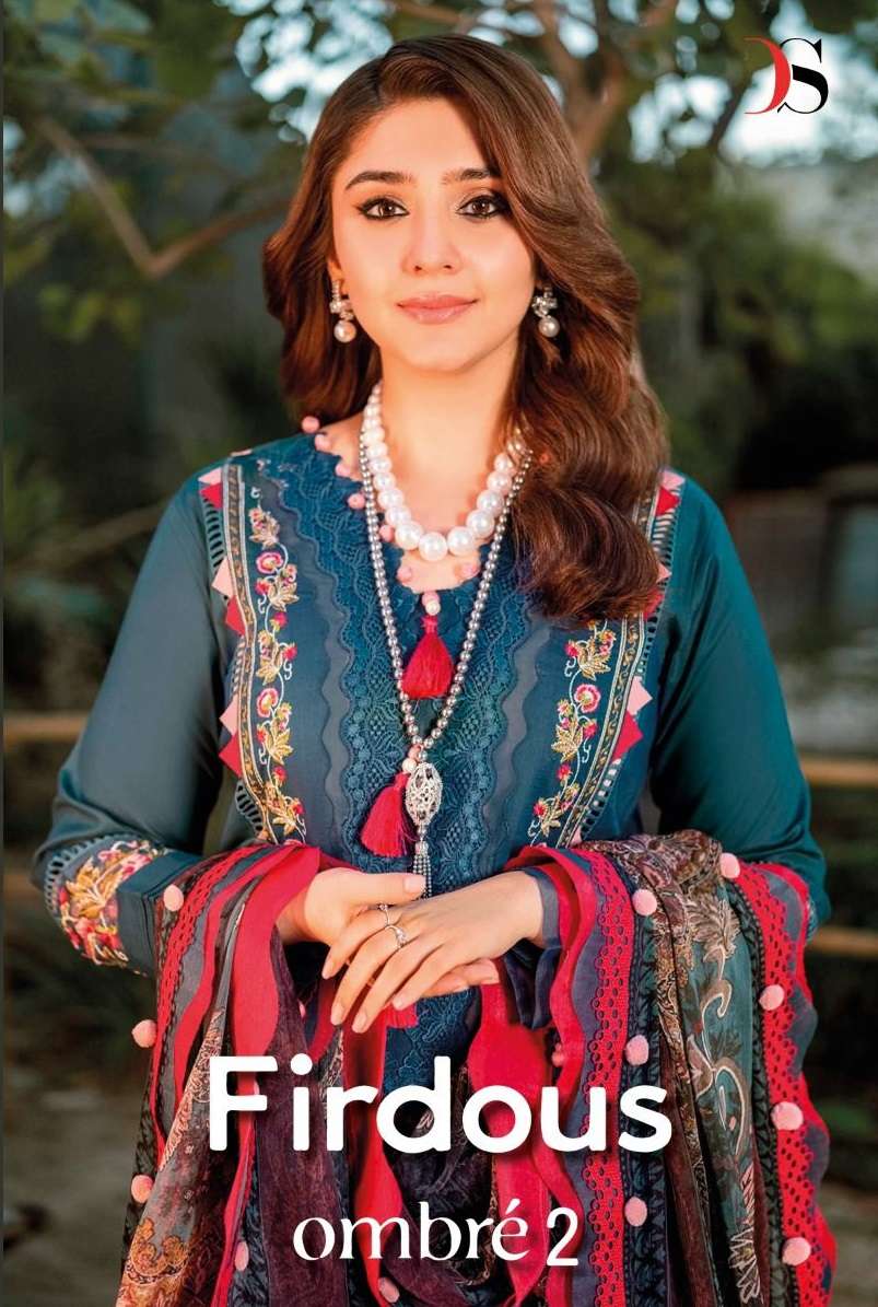 FIRDOUS OMBRE VOL-2 BY DEEPSY SUITS 3131 TO 3136 SERIES COTTON EMBROIDERY PAKISTANI DRESSES