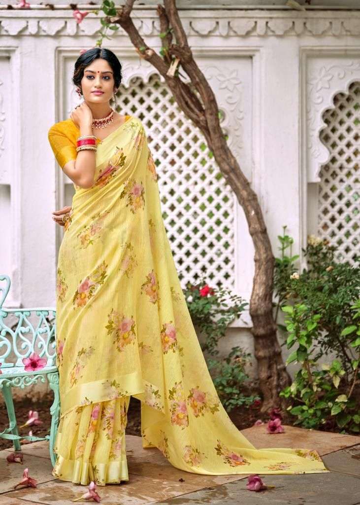 FLORA BY KASHVI CREATION 71001 TO 71010 SERIES SONKASHI SATIN PRINT WORK SAREES