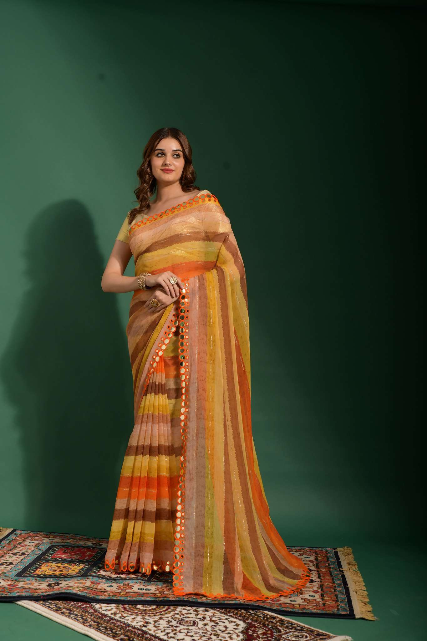 FLORAL VOL-5 BY AQSAWHOLESALE CHIFFON NIRROR EMBROIDERY WORK SAREES