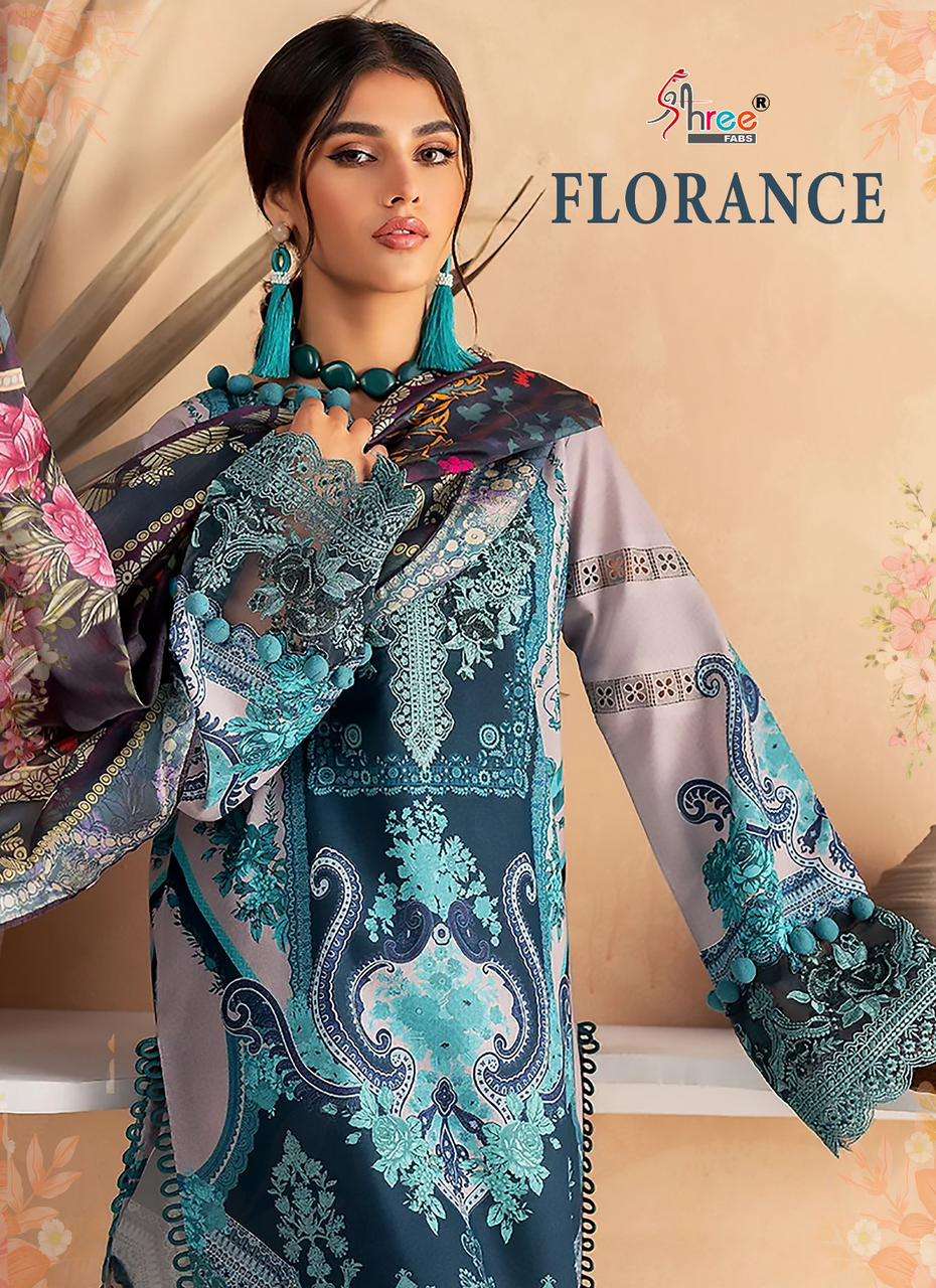 FLORANCE BY SHREE FABS 3055 TO 3061 SERIES COTTON EMBROIDERY PAKISTANI DRESSES