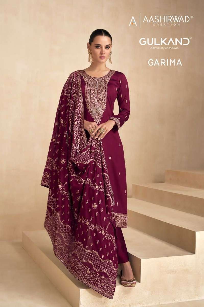 GARIMA BY AASHIRWAD CREATION 8571 TO 8576 SERIES SILK HEAVY WORK DRESSES