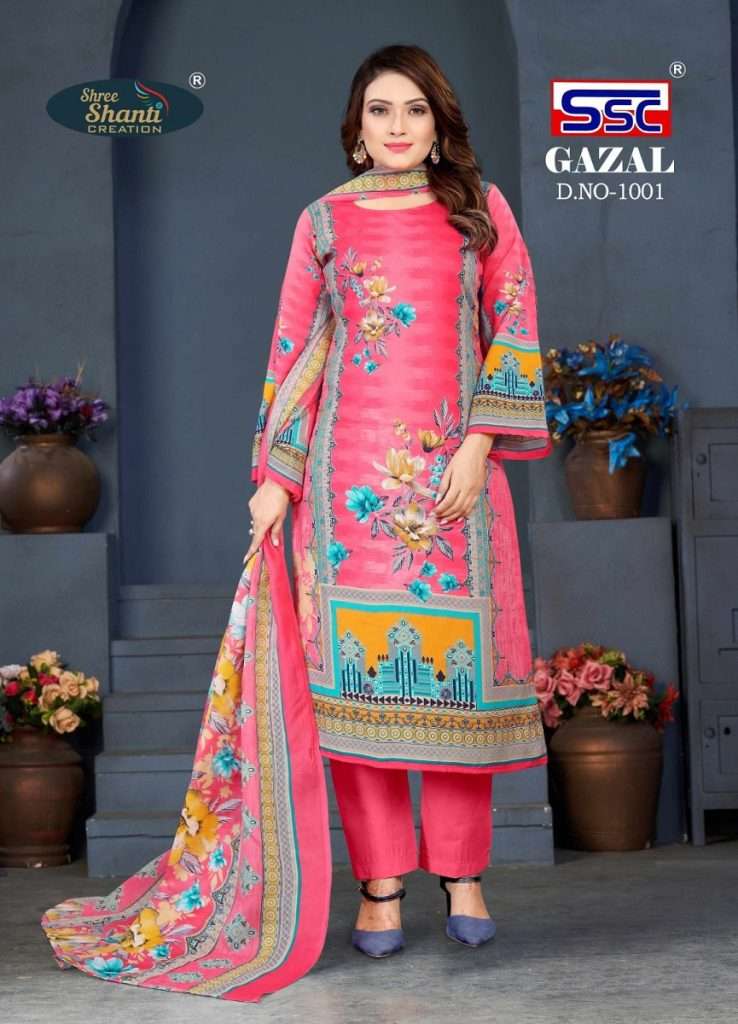 GAZAL VOL-1 BY SSC 1001 TO 1008 SERIES PURE SOFT COTTON PRINT PUNJABI DRESSES