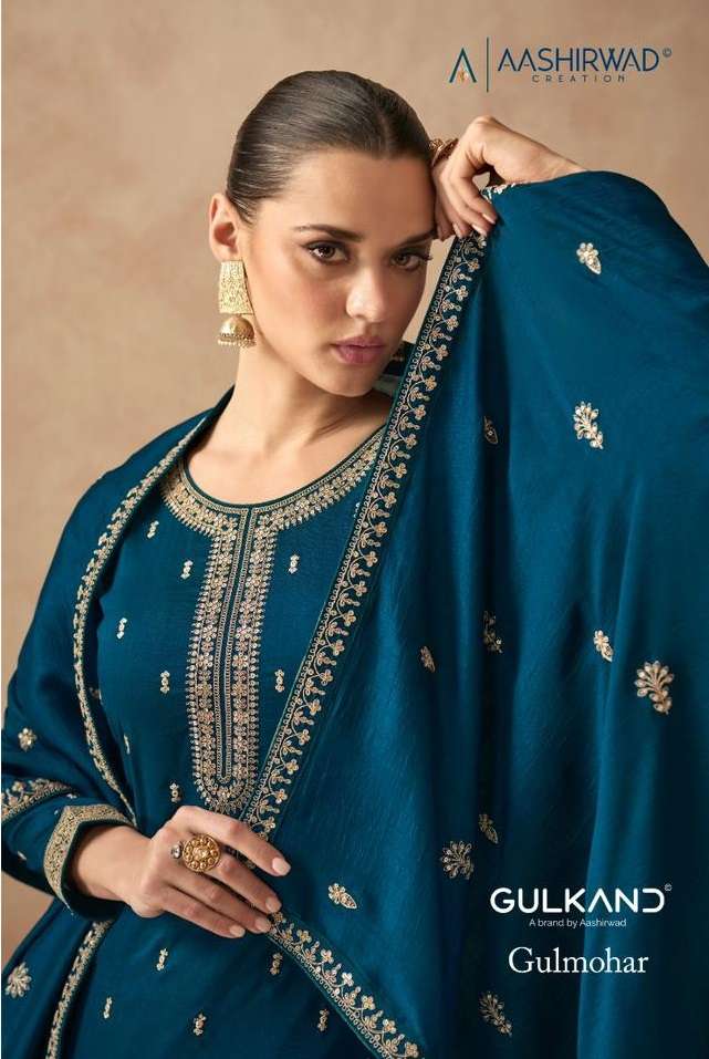 GULMOHAR BY AASHIRWAD CREATION 9565 TO 9570 SERIES PREMIUM SILK WORK DRESSES