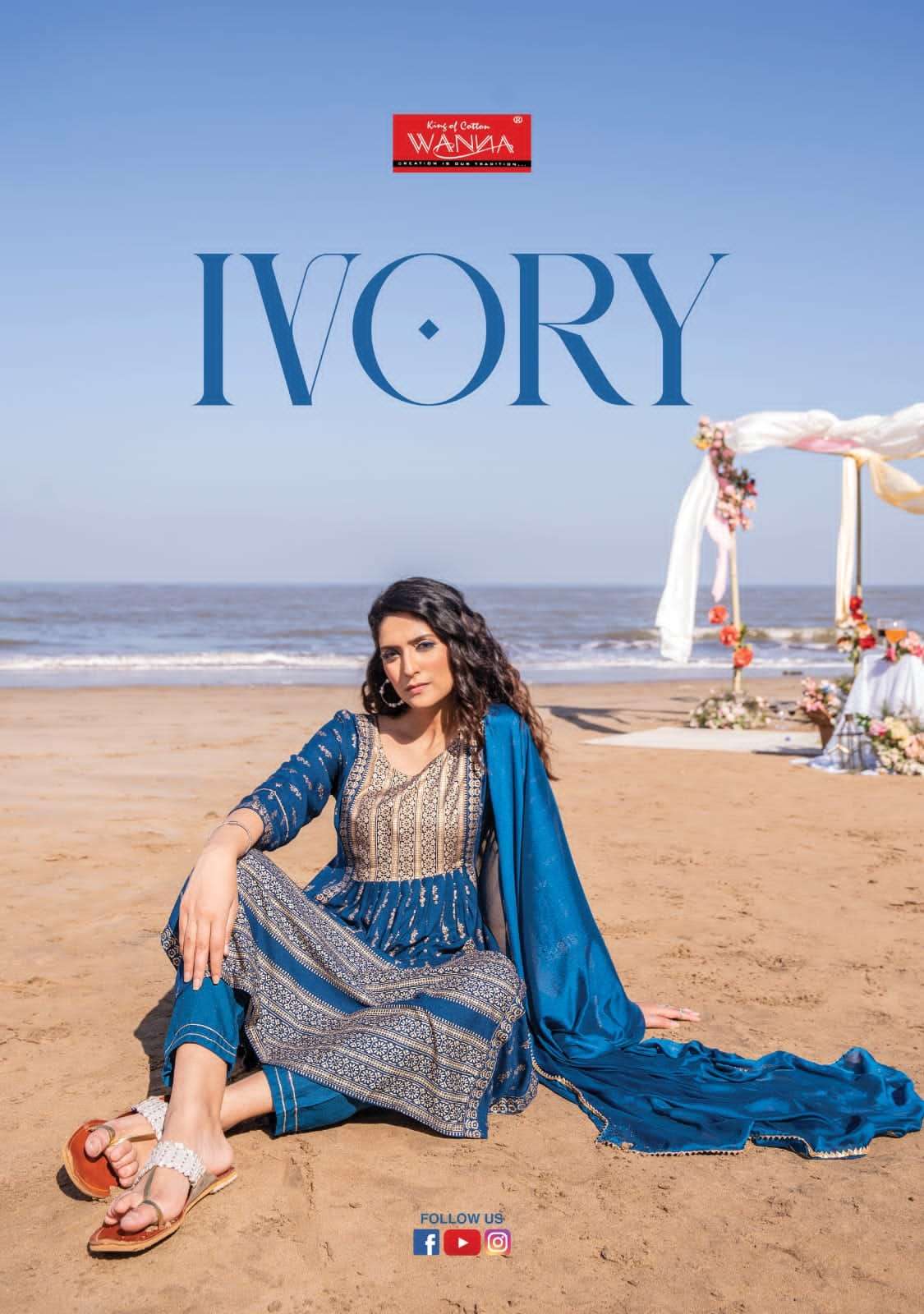 IVORY BY WANNA 201 TO 204 SERIES RAYON GOLD PRINT NAYRA STITCHED DRESSES