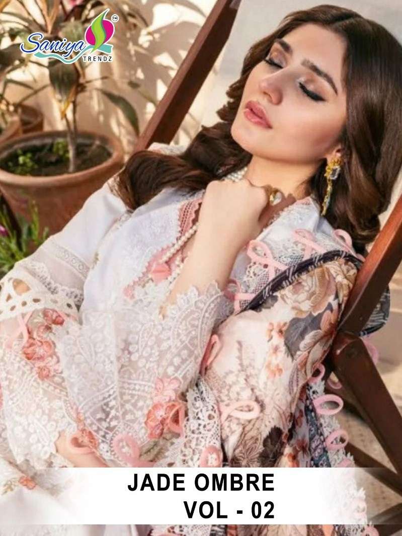 JADE OMBRE VL-2 BY SANIYA TRENDZ 2001 TO 2004 SERIES CAMBRIC COTTON WORK PAKISTANI DRESSES