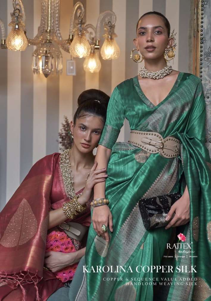 KAROLINA COPPER SILK BY RAJTEX 269001 TO 269006 SERIES COPPER ZARI WORK WEDDING SAREES