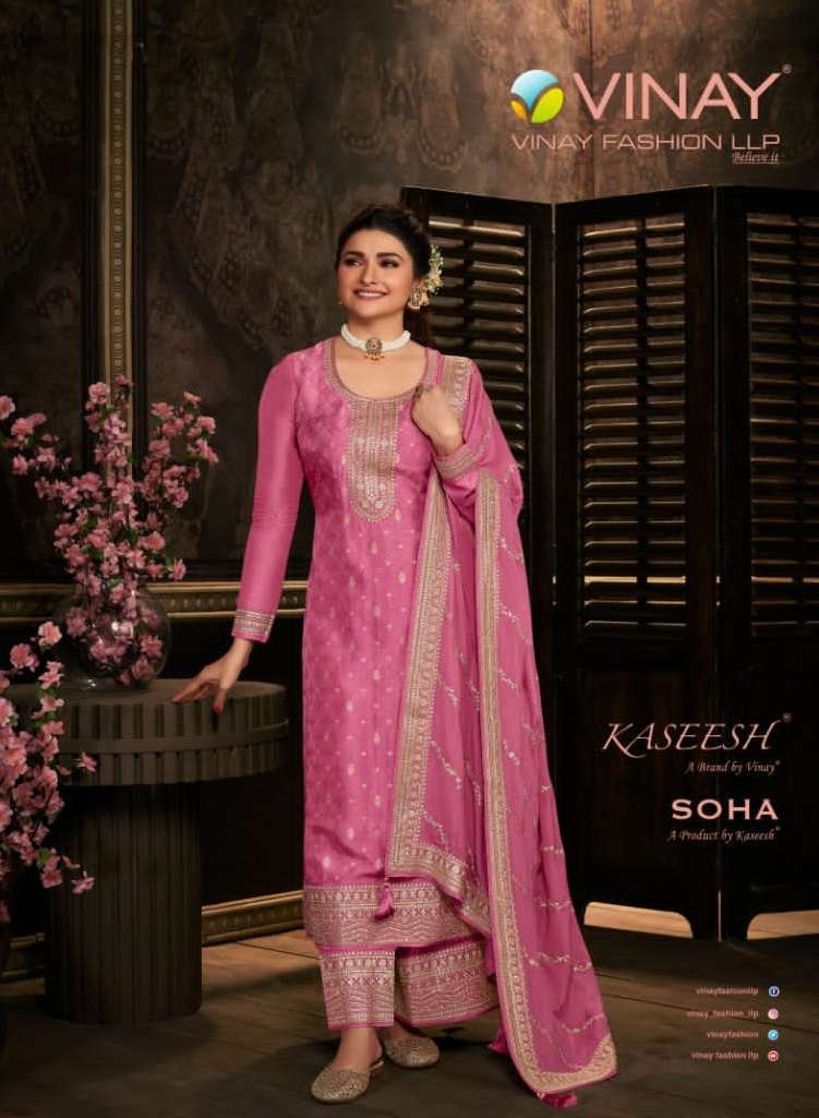 KASEESH SOHA BY VINAY FASHION 62071 TO 62078 SERIES DOLA JACQUARD WORK DRESSES