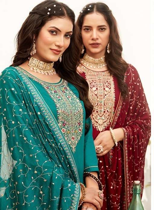 KEERAT BY KALARANG 10631 TO 10636 SERIES COTTON SILK EMBROIDERY WORK DRESSES