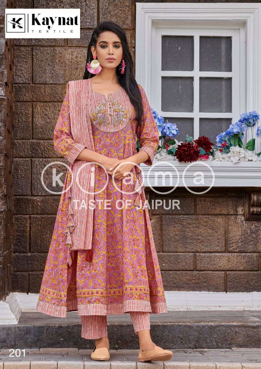 KIAMA KAYNAT BY AQSAWHOLESALE 201 TO 205 SERIES COTTON PRINT STITCHED DRESSES