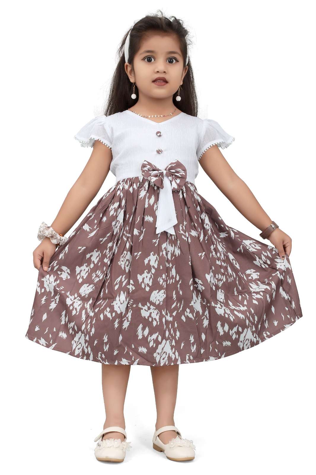 KIDS-1081 BY AQSAWHOLESALE RAYON DIGITAL PRINT WORK KIDS FROCK