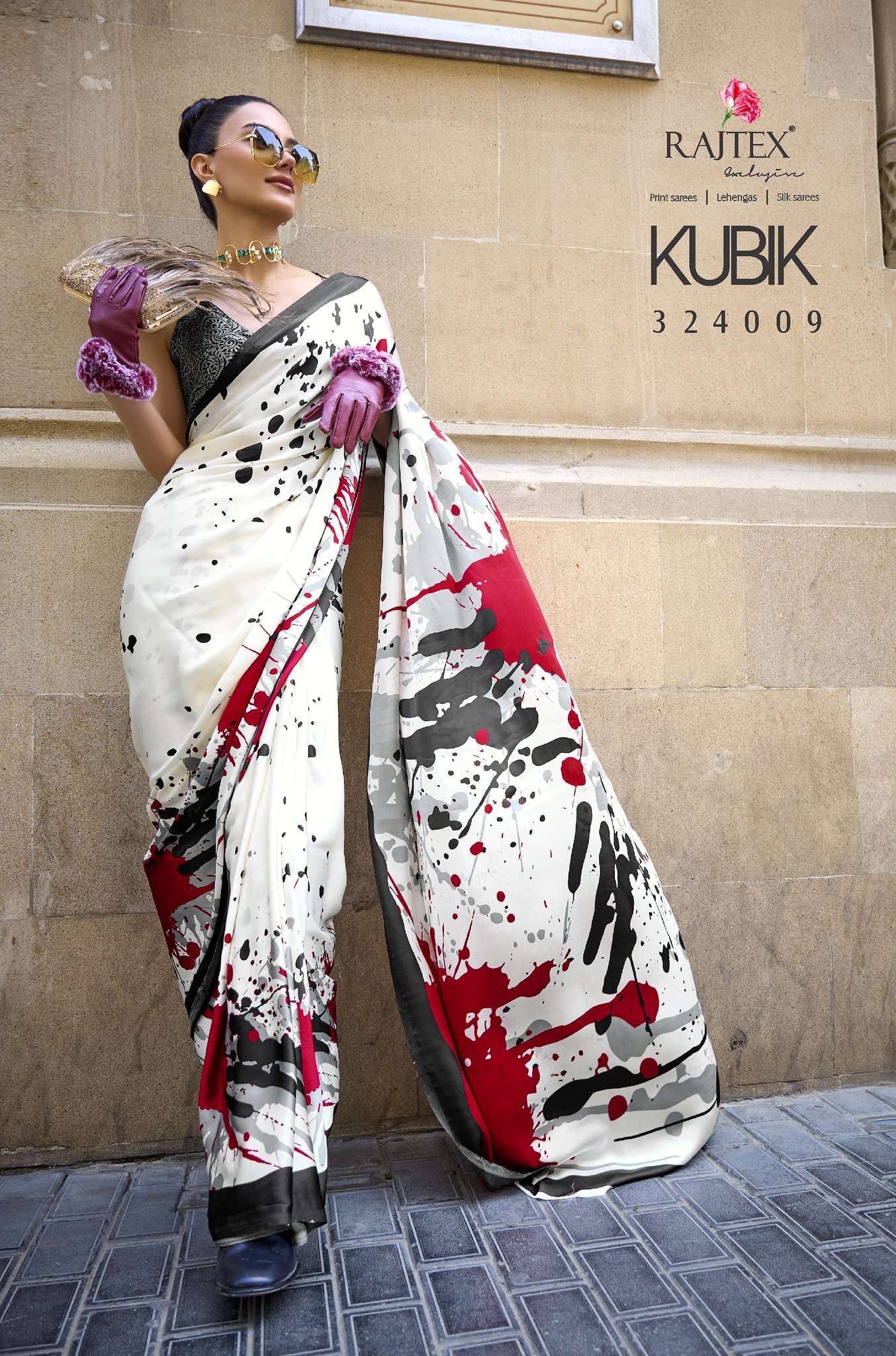 KUBIK BY RAJTEX 324001 TO 324018 SERIES JAPAN SATIN PRINT SAREES