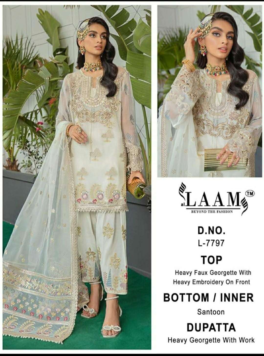 L-7797 HIT DESIGN BY AL LAAM FAUX GEORGETTE EMBROIDERY PAKISTANI DRESS