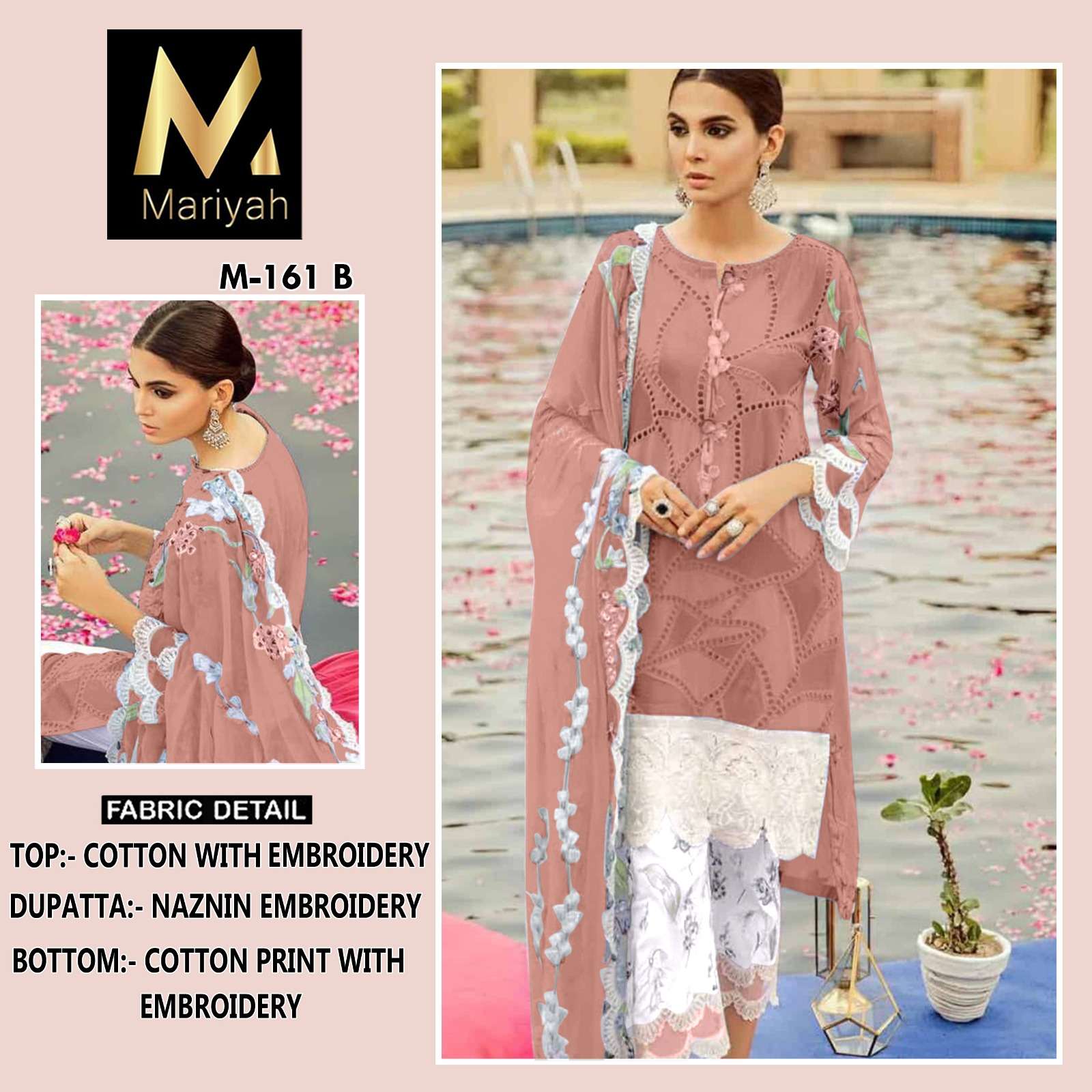 M-161 B HIT DESIGN BY AQSAWHOLESALE COTTON EMBRODIERY PAKISTANI DRESS