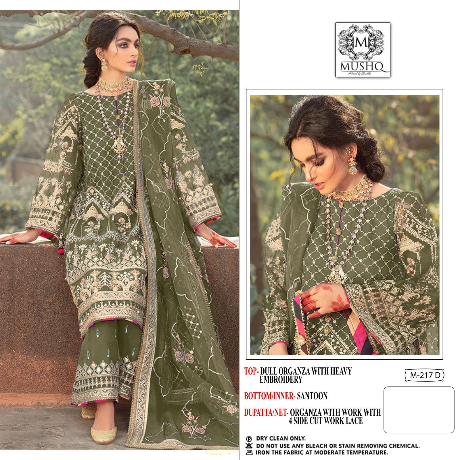 M-217 COLOURS BY MUSHQ 217-A TO 217-D SERIES PURE ORGANZA WORK PAKISTANI DRESSES