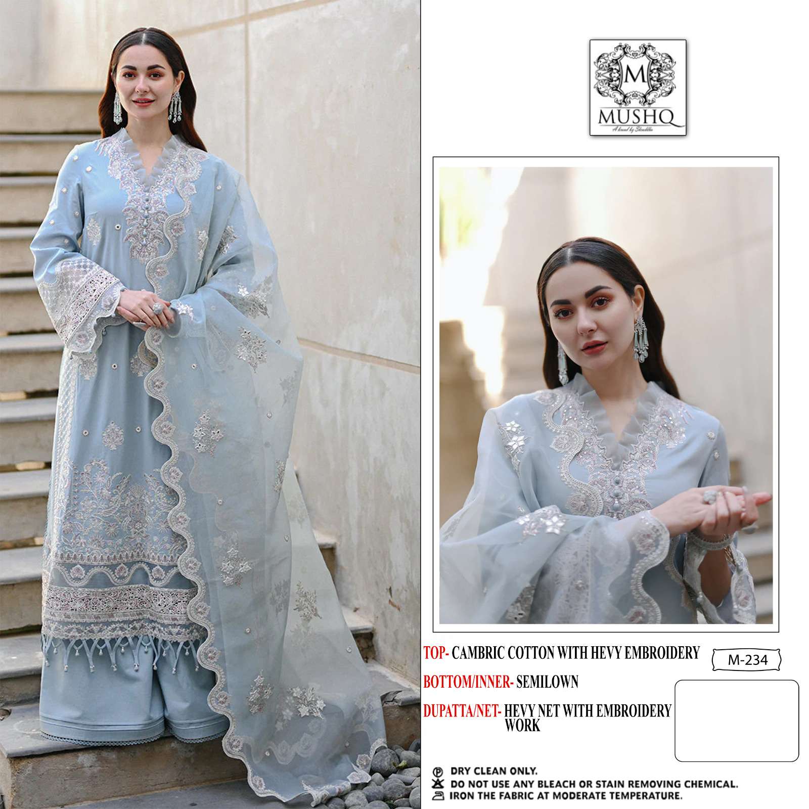 M-230 TO M-235 SERIES BY MUSHQ CAMBRIC COTTON EMBRODIERY PAKISTANI DRESSES