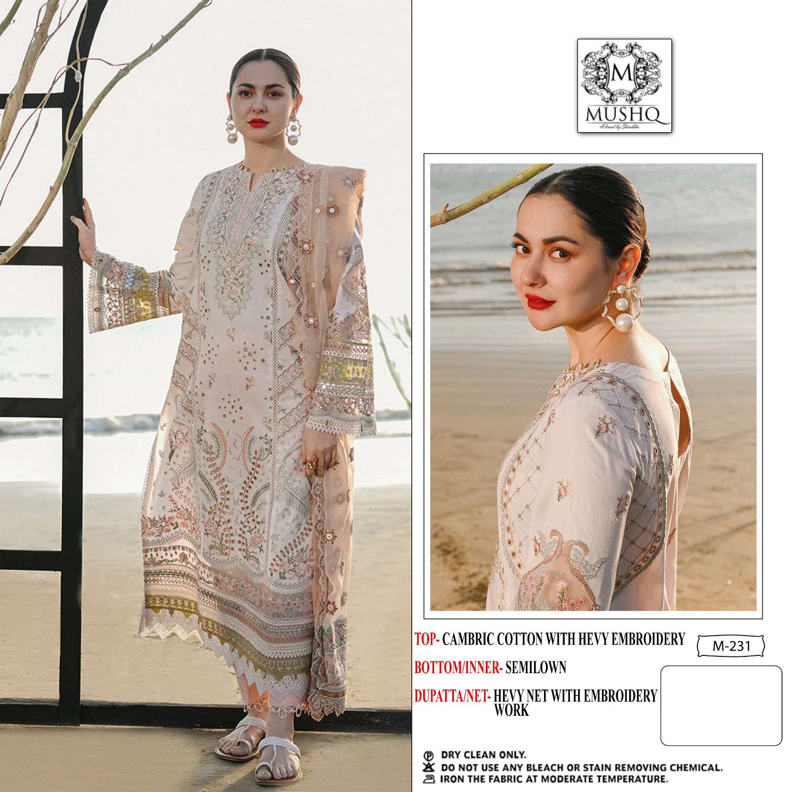 M-231 HIT DESIGN BY MUSHQ PURE COTTON EMBROIDERY PAKISTANI DRESS