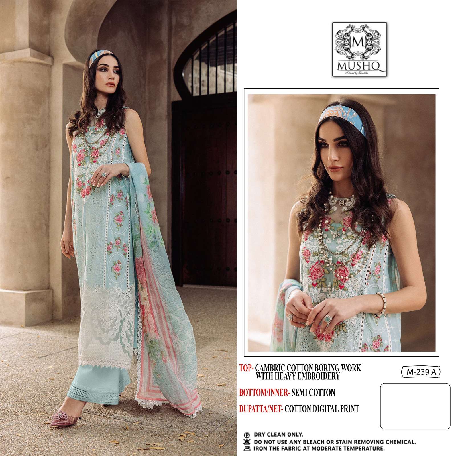 M-238 TO 240 SERIES BY MUSHQ COTTON EMBRODIERY WORK PAKISTANI DRESSES