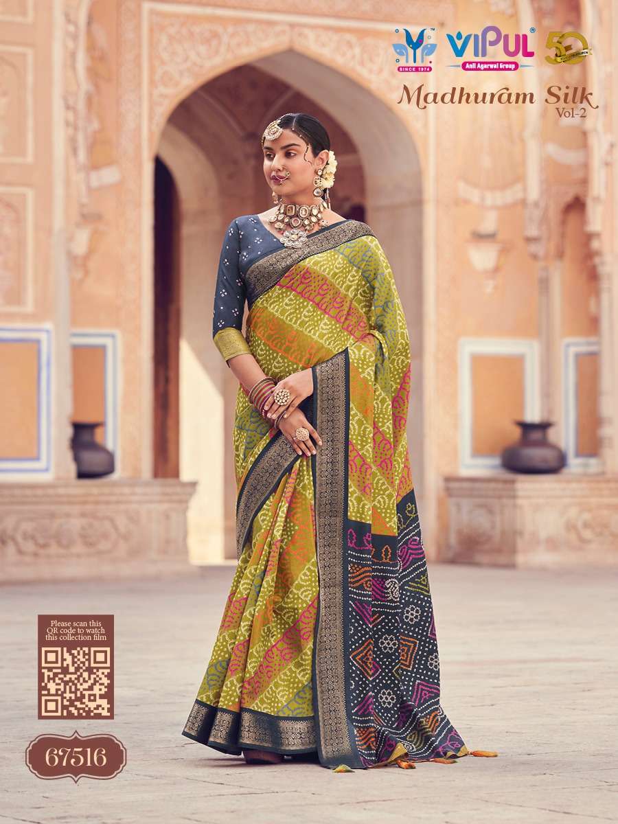 MADHURAM SILK VOL-2 BY VIPUL 67500 TO 67517 SERIES SILK FABRIC WEDDDING WEAR SAREES