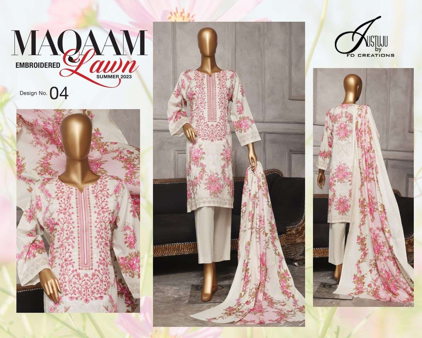 MAQAAM LAWN BY AQSAWHOLESALE LAWN EMBROIDERY ORIGINAL PAKISTANI DRESSES