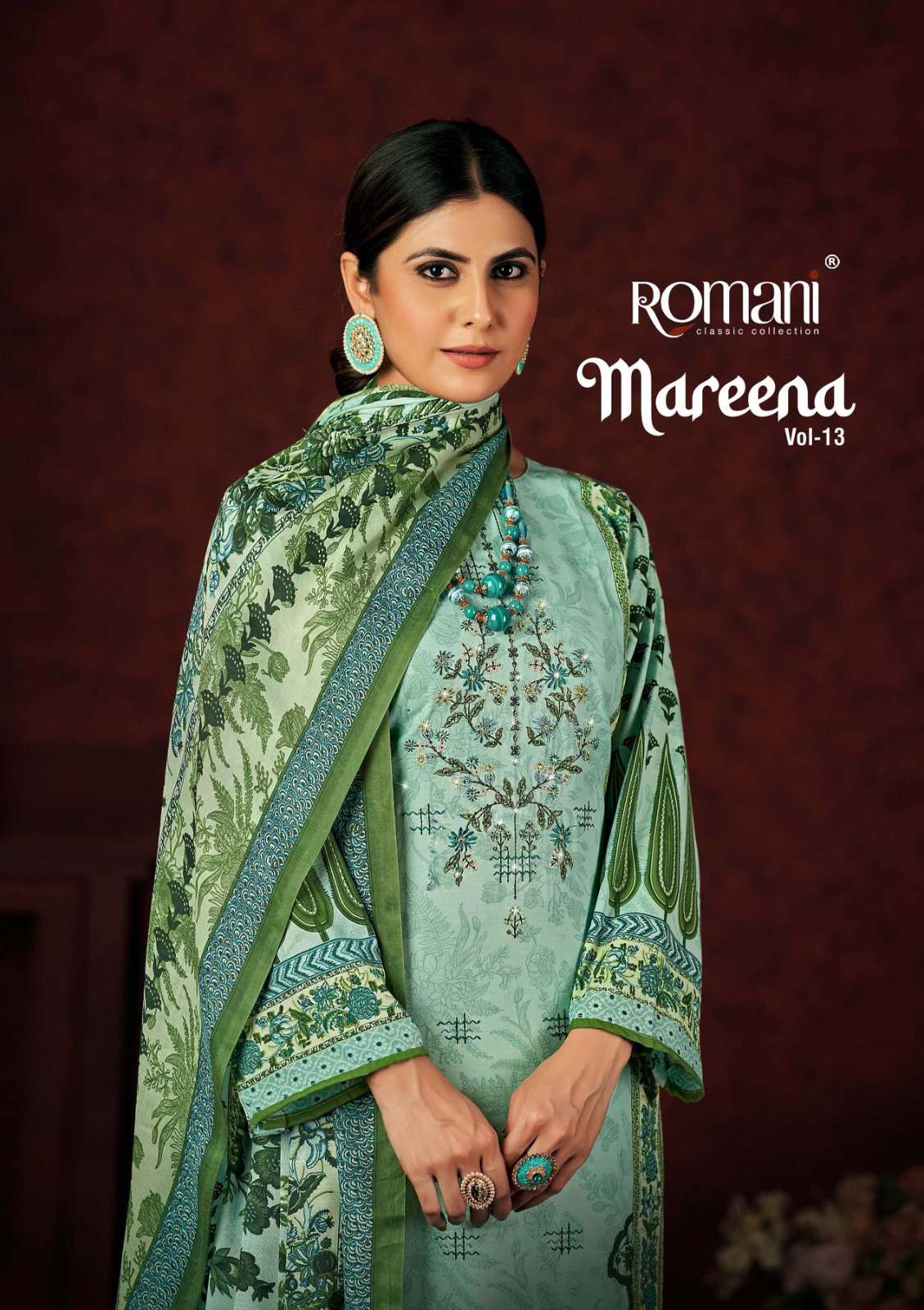 MAREENA VOL-13 BY ROMANI 1077-001 TO 1077-010 SERIES SOFT COTTON EMBROIDERY DRESSES