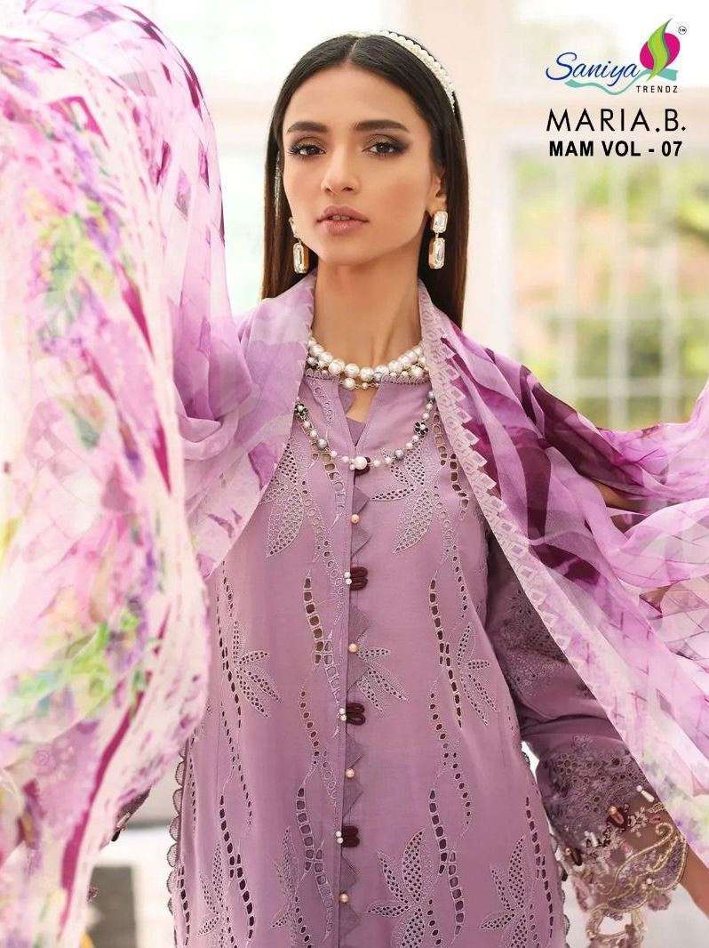 MARIA.B. MAM VOL-7 BY SANIYA TRENDZ 3001 TO 3004 SERIES CAMBRIC COTTON EMBROIDERY DRESSES