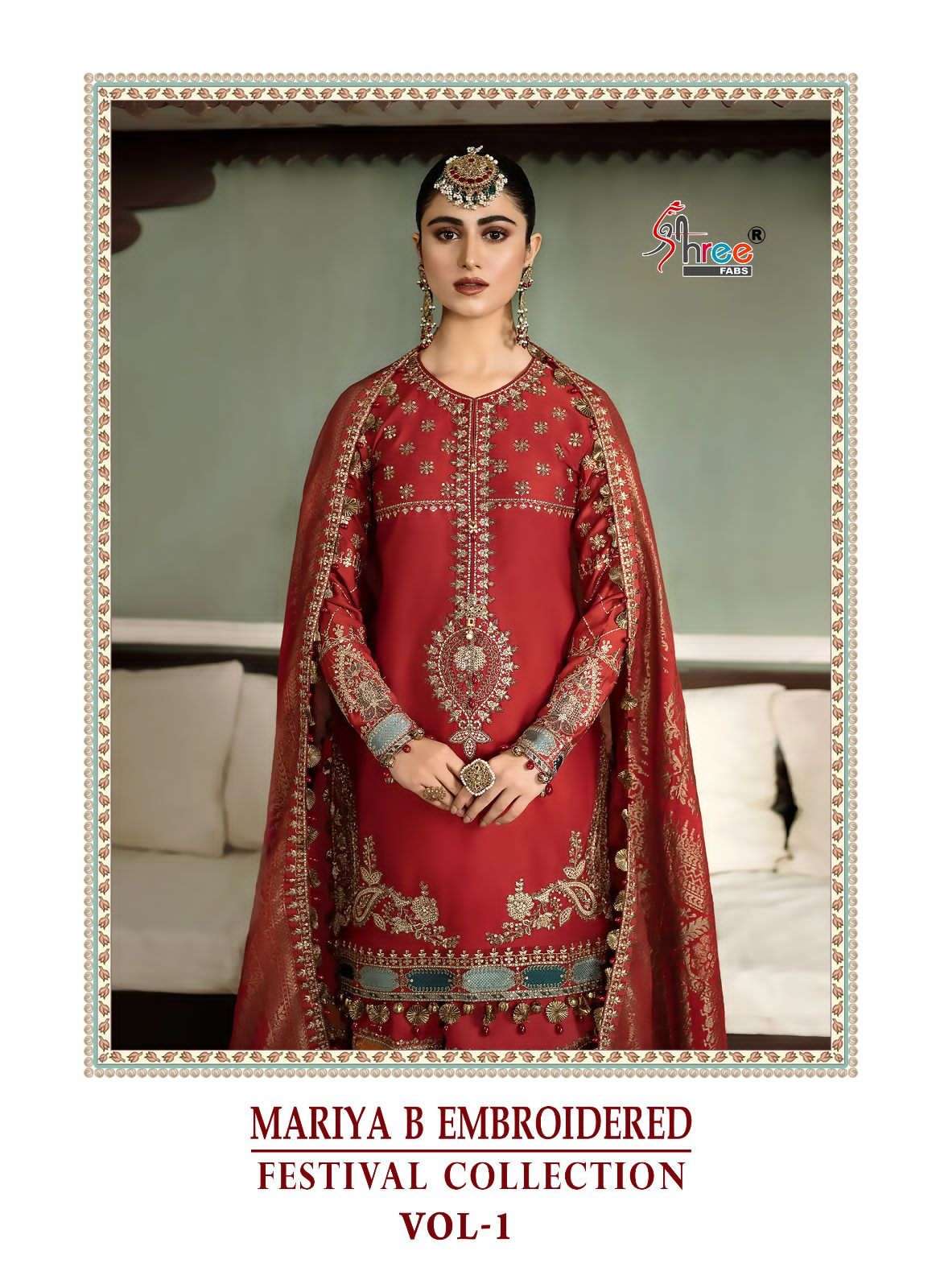 MARIYA B EMBROIDERED FESTIVAL VOL-1 BY SHREE FABS 3082 TO 3086 SERIES RAYON PAKISTANI DRESSES