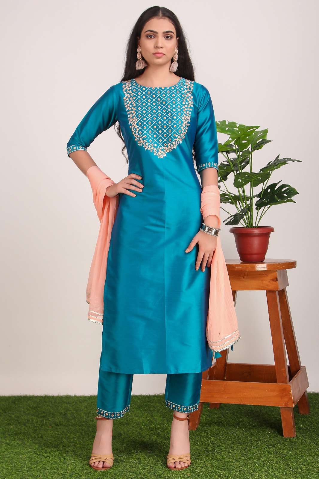 MARMIKA BY AQSAWHOLESALE ART SILK EMBROIDERY STITCHED DRESSES