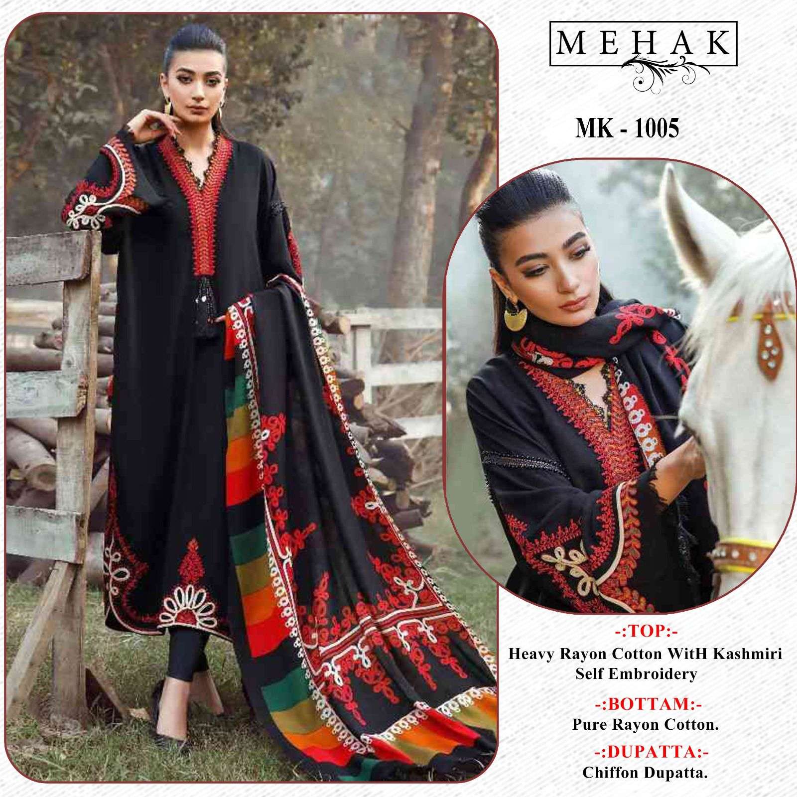 MK-1005 HIT DESIGN BY AQSAWHOLESALE RAYON COTTON EMBROIDERY PAKISTANI DRESS