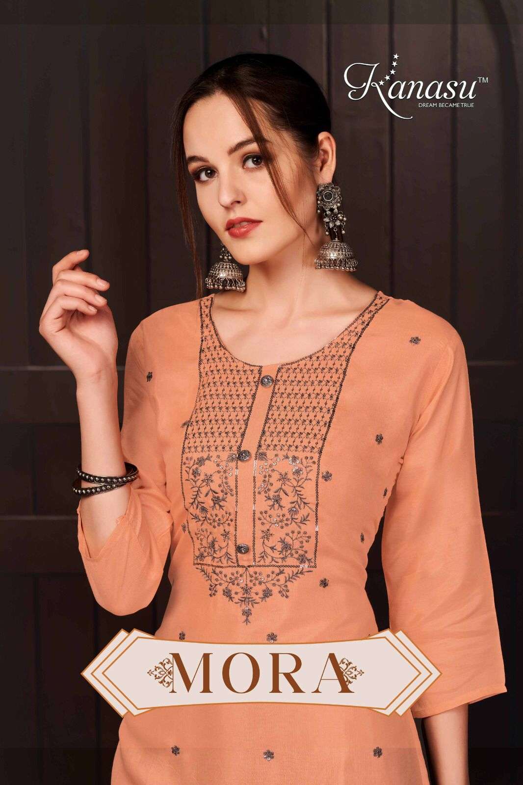 MORA BY KANASU 1001 TO 1008 SERIES HEAVY MUSLEEN WORK KURTI & PANTS