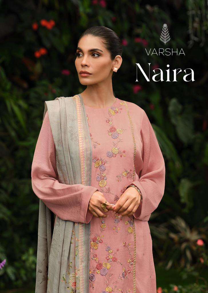 NAIRA BY VARSHA 01 TO 04 SERIES MUSLIN EMBROIDERY WORK PAKISTANI DRESSES