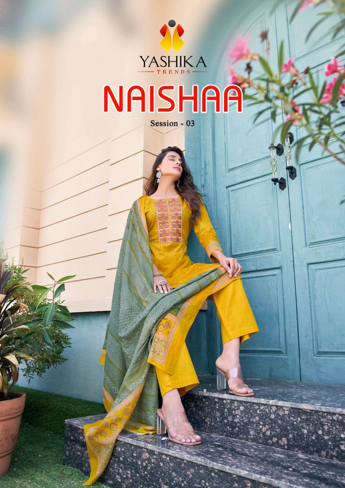 NAISHAA SESSION VOL-3 BY YASHIKA TRENDZ 3001 TO 3008 SERIES COTTON EMBROIDERY DRESSES